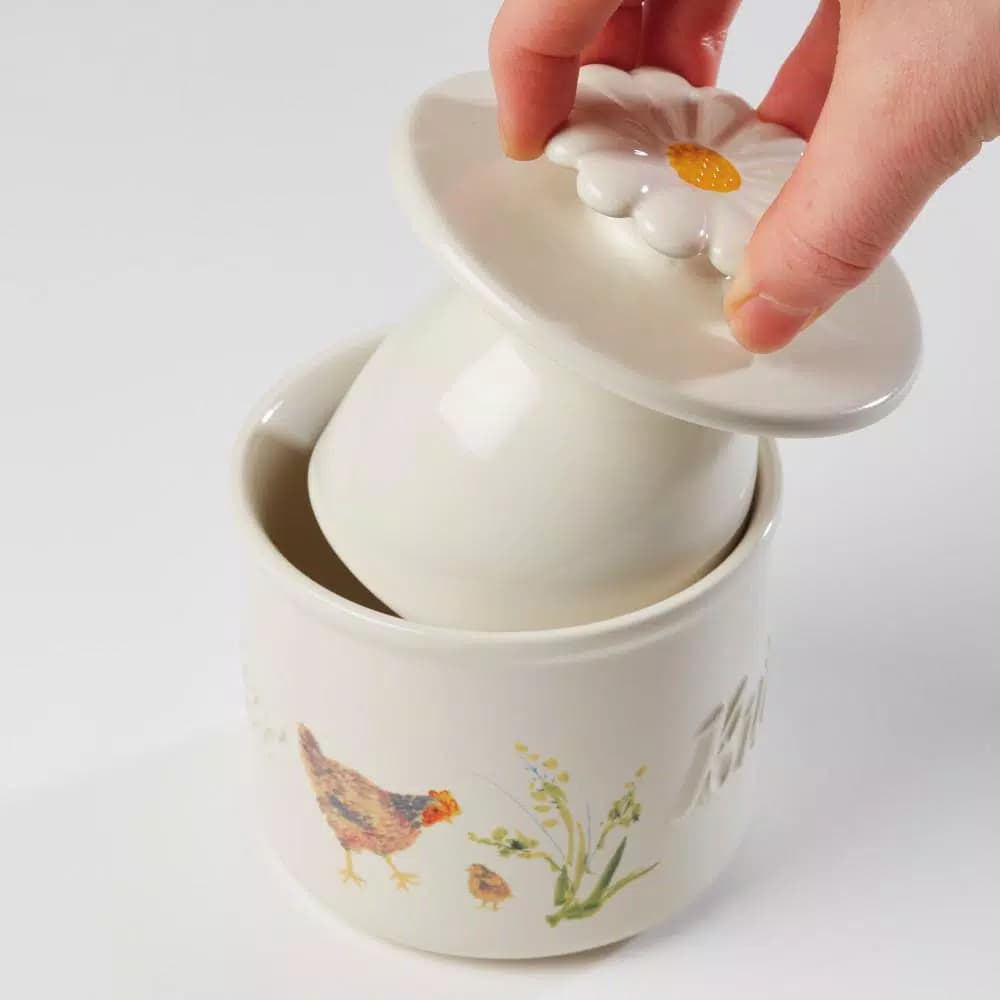 Paula Deen Garden Rooster Ceramic Butter Holder - Farmhouse Butter Bell