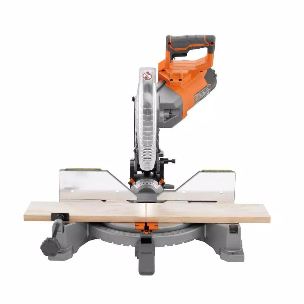 RIDGID 10 in. 15 Amp Dual Bevel Miter Saw with LED Cut Line & Universal Mobile Stand Combo