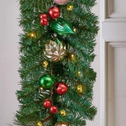 Home Accents Holiday 9 ft. Fantasleigh Pre-Lit LED Artificial Christmas Garland with Ornaments thumbnail 6