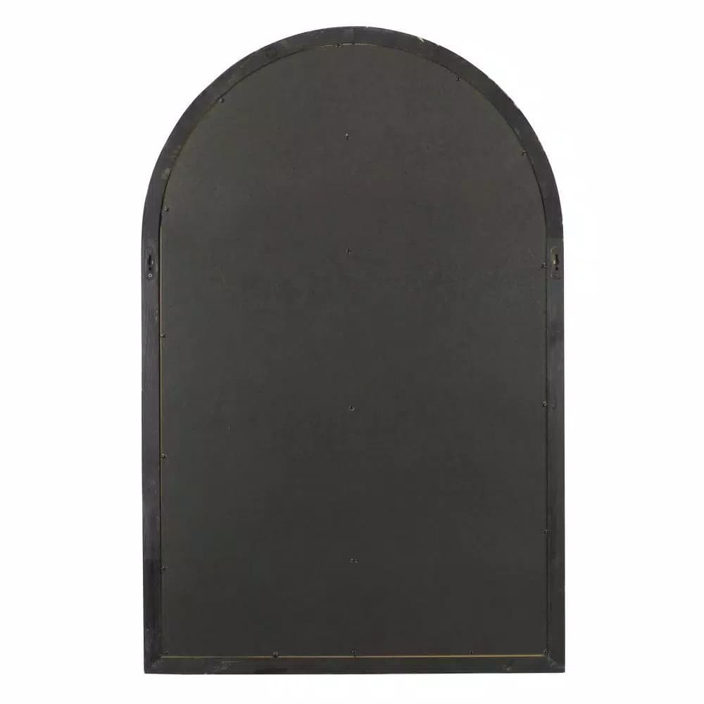 Aspire Home Accents Pueblo Large Arch Windowpane Accent Mirror with Hooks, Distressed Chestnut and Blue-Gray Wood Frame