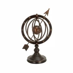 LITTON LANE 17" Nautical Iron Armillary Sphere Decor with Tarnished Brass Finish and Wood-Style Stand thumbnail 1