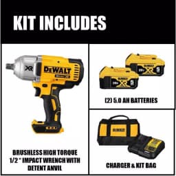 DEWALT 20V MAX XR Brushless 1/2 in. High Torque Impact Wrench Kit with (2) 5.0 Ah Batteries thumbnail 2