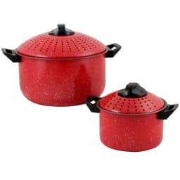 Gibson Home Casselman 4-Piece Steel Nonstick Pasta Pot Set, Red Speckle thumbnail 1