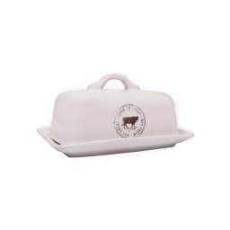 3R Studios White Stoneware Butter Dish Set of 2 - Farm to Table Country Style thumbnail 1