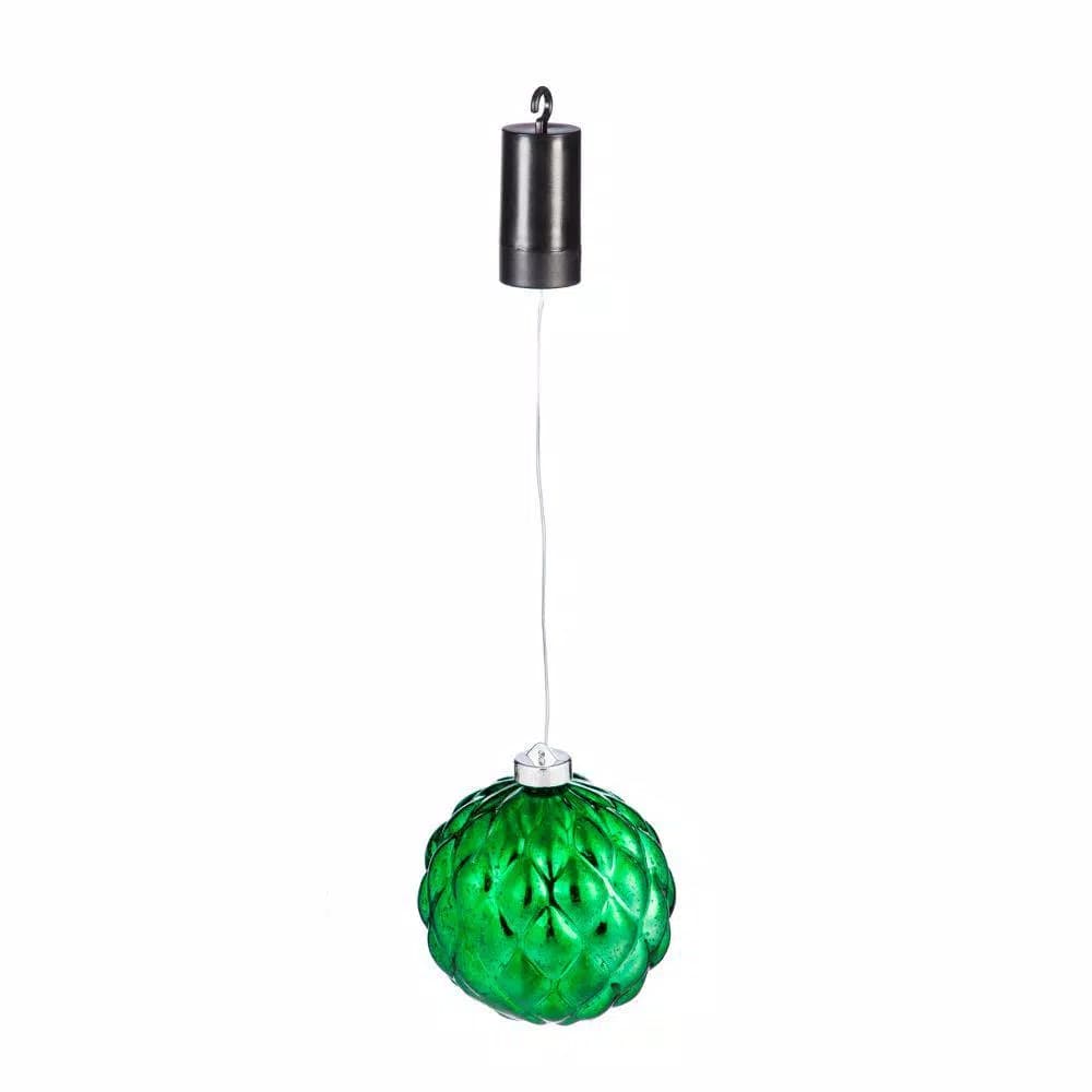 Evergreen 6 in. Green Shatterproof LED Ball Outdoor Christmas Ornament