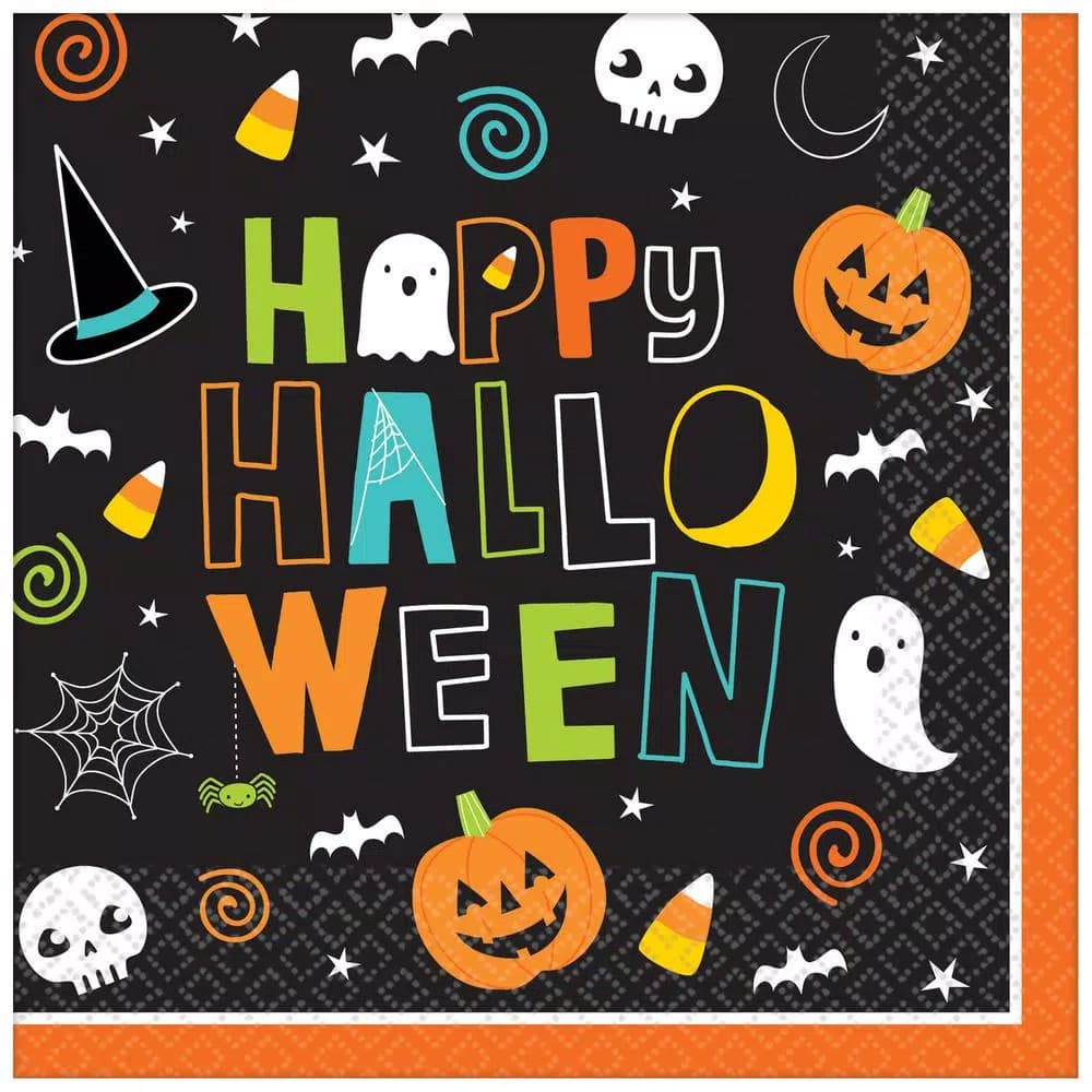 Amscan 6.5 in. x 6.5 in. Halloween Friends Paper Lunch Napkins, 125 Count
