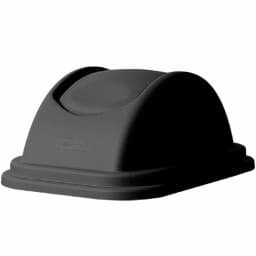 Rubbermaid Commercial Products Rubbermaid Commercial Untouchable 41 qt. Black Square Trash Can Domed Swing Top Lid thumbnail 1