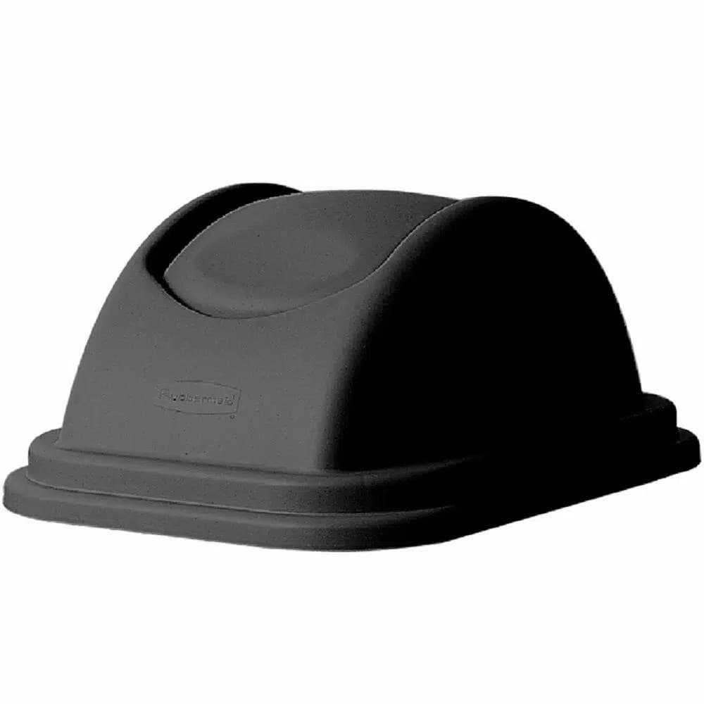Rubbermaid Commercial Products Rubbermaid Commercial Untouchable 41 qt. Black Square Trash Can Domed Swing Top Lid