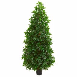Nearly Natural 5ft. Bay Leaf Artificial Cone Topiary Tree - Indoor/Outdoor UV-Resistant Greenery thumbnail 1