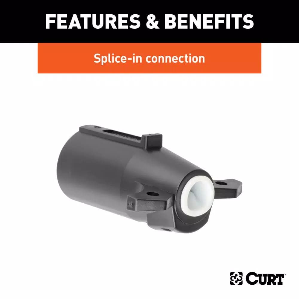 CURT 7-Way RV Blade Connector Plug, Trailer Side, Black Plastic