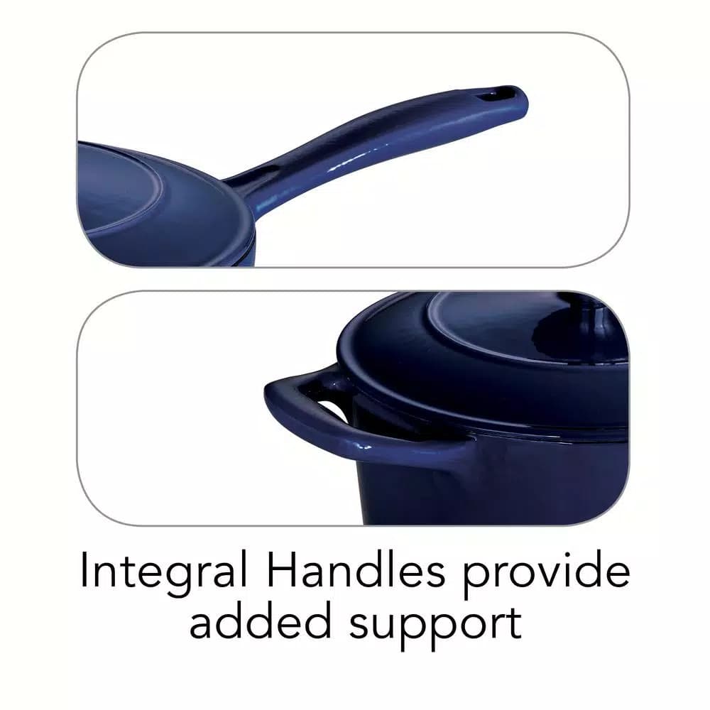 Tramontina 2.5 Qt. Enameled Cast Iron Sauce Pan with Lid, Gradated Cobalt Blue