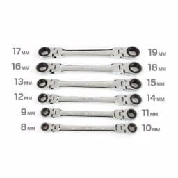 TEKTON 6-Piece Metric Flex-Head Ratcheting Box End Wrench Set, 8-19 mm thumbnail 3