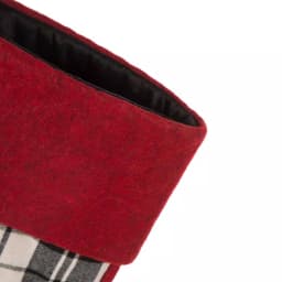 Glitzhome 20 in. Black and White Plaid Fabric Christmas Stocking with Red Rim thumbnail 2