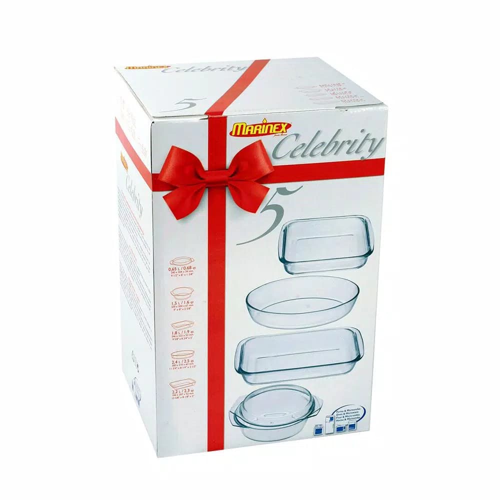 Marinex Celebrity 5-Piece Borosilicate Glass Bakeware Set
