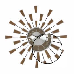 LITTON LANE 22 in. Modern Sunburst Round Wall Clock with Black Iron Rays and Brown Tips thumbnail 4