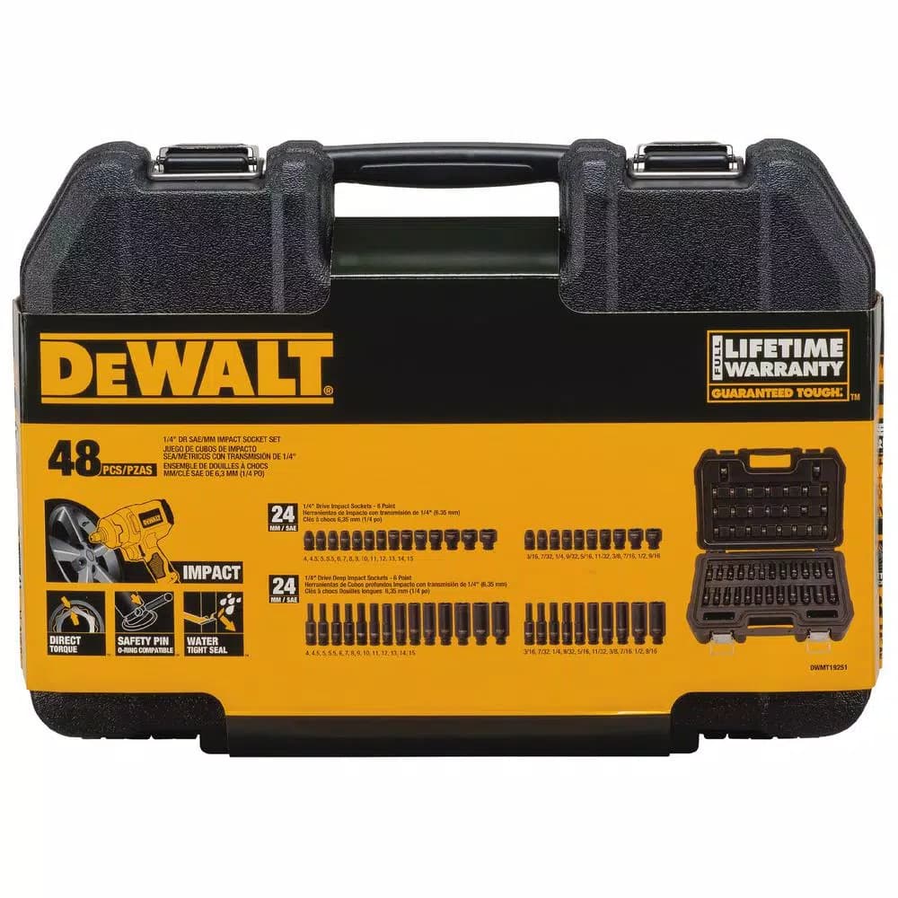 DEWALT 48-Piece 1/4 in. Drive Metric and SAE Impact Socket Set with DirectTorque Technology