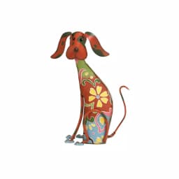 LITTON LANE Whimsical Dog Iron Sculpture with Floral Botanical Details and Wagging Spring Tail thumbnail 4