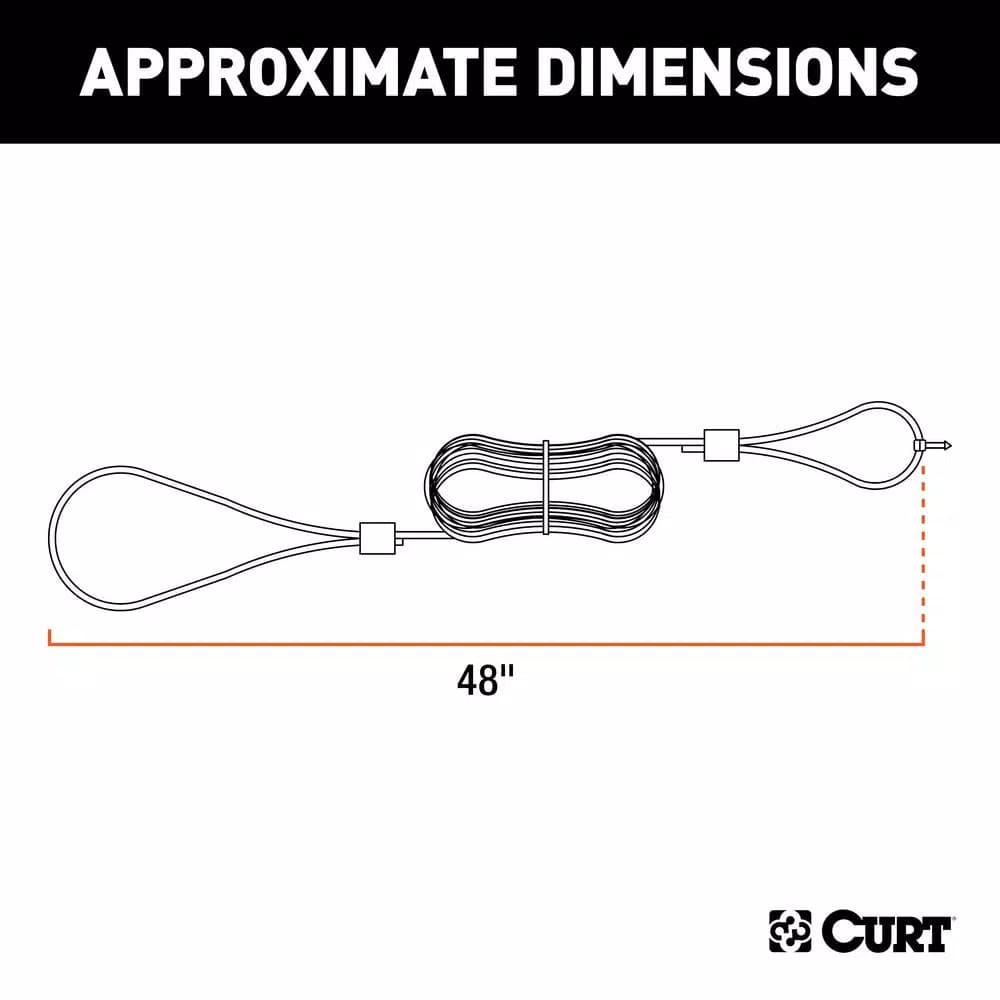 CURT Replacement Breakaway Switch Lanyard for CURT 52010, 48-in High-Temp Nylon Cable