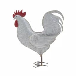 LITTON LANE 20 in. Standing Hen Iron Sculpture - Distressed White Farmhouse Rooster Decor thumbnail 2