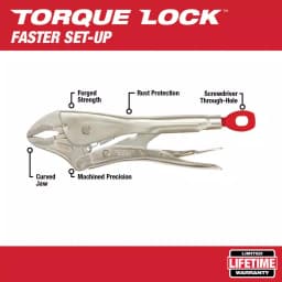 Milwaukee 10 in. TORQUE LOCK Curved Jaw Locking Pliers thumbnail 2