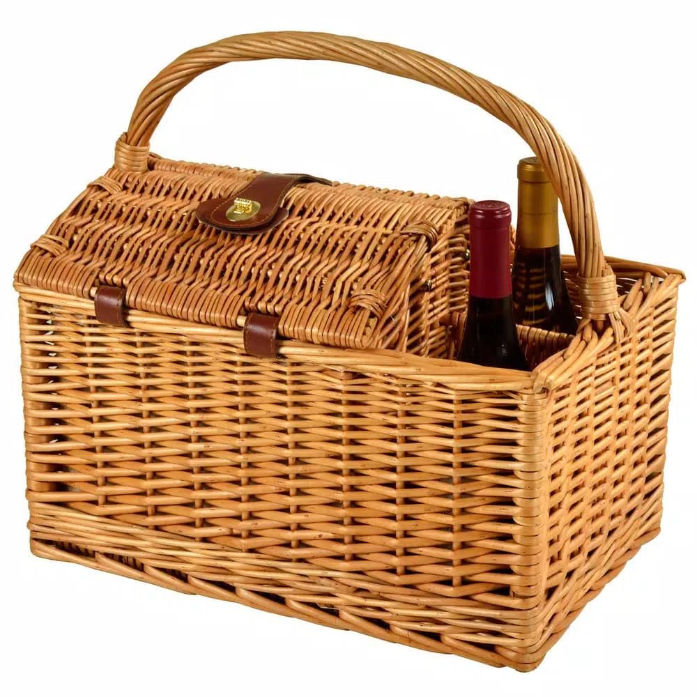 Unbranded Vineyard Willow Picnic Basket Set for 2 with London Plaid Lining and Premium Service