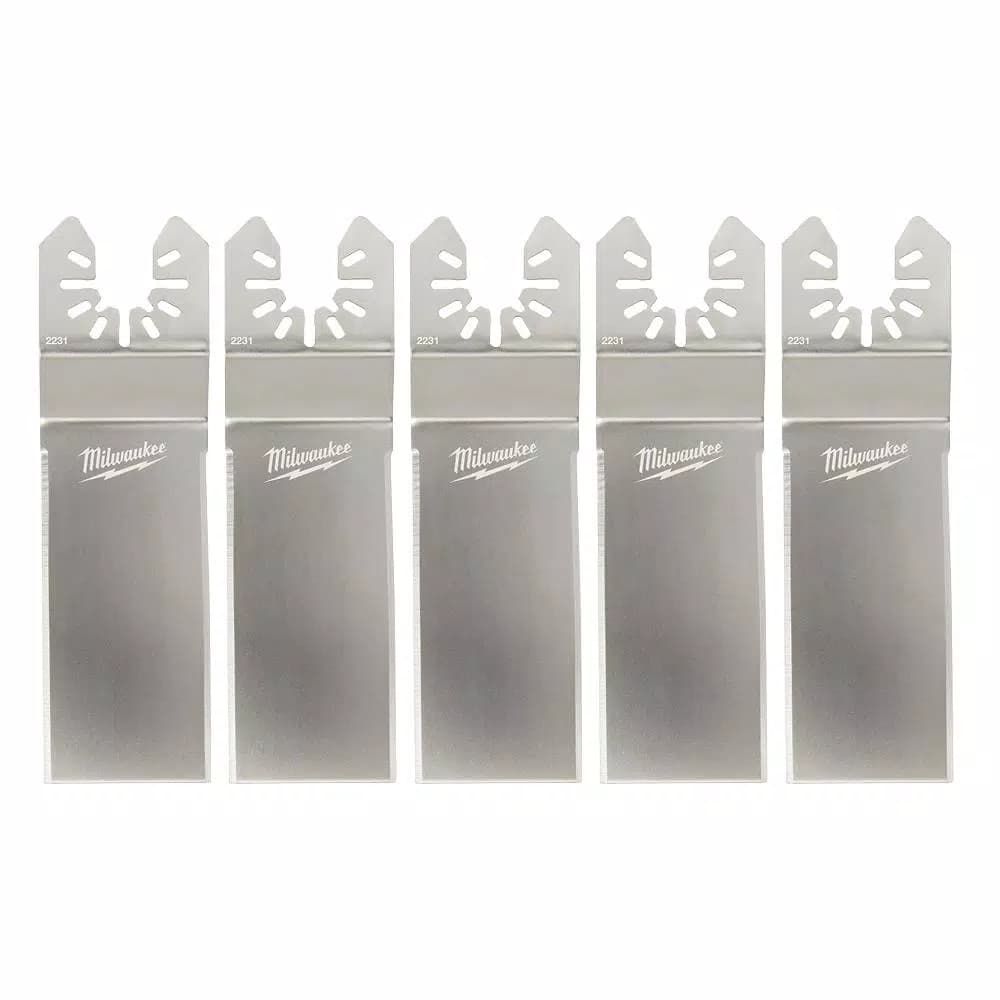 Milwaukee OPEN-LOK Wide Stainless Steel Sealant Cutting Oscillating Multi-Tool Blade, 5-Piece