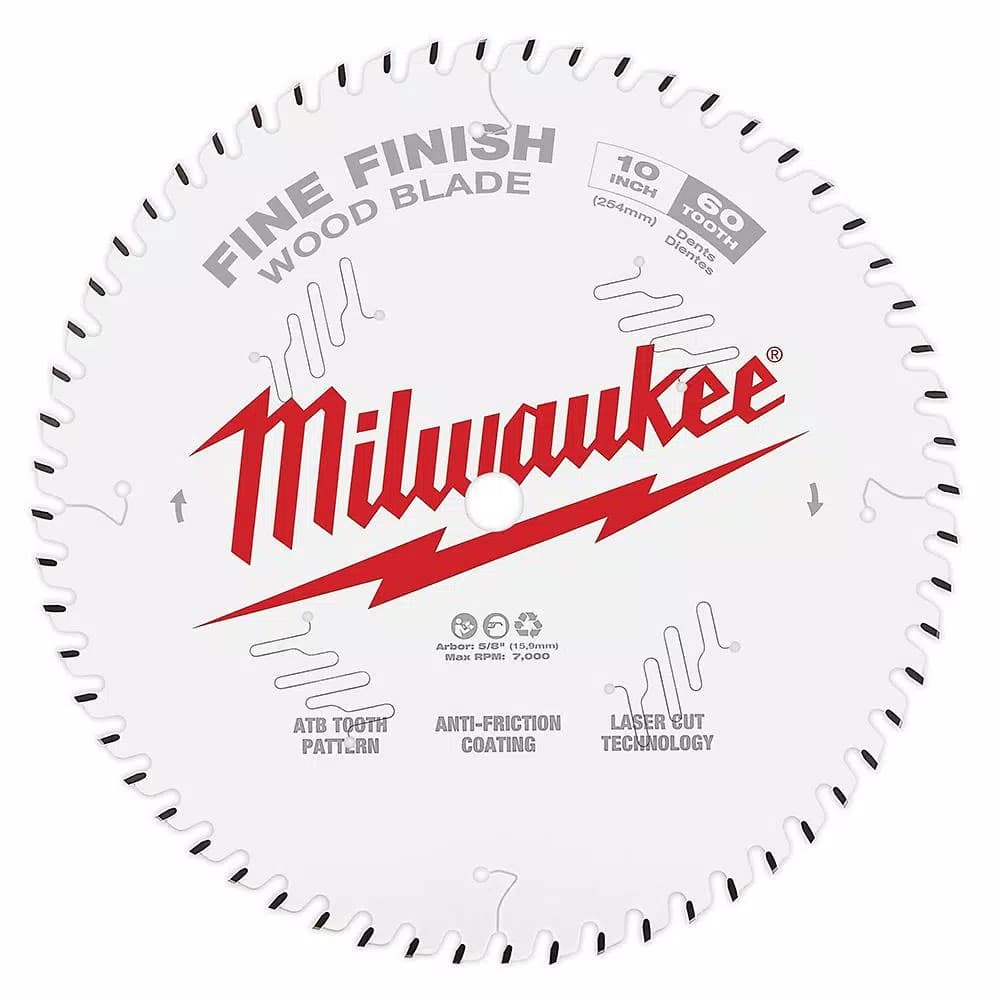 Milwaukee 10 in. 60-Tooth Fine Finish Circular Saw Blade, 5/8 in. Arbor