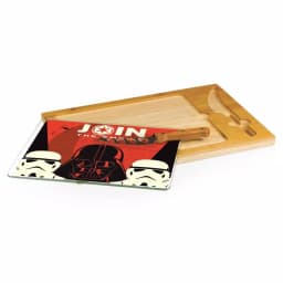 TOSCANA Empire Icon 15.4 in. Rubberwood and Bamboo Glass Top Serving Tray and Cheese Knife Set thumbnail 2