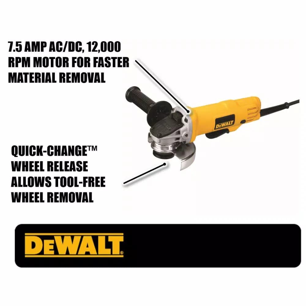 DEWALT DWE4012 4.5 in. Corded Angle Grinder, 7.5 Amp, 12,000 RPM