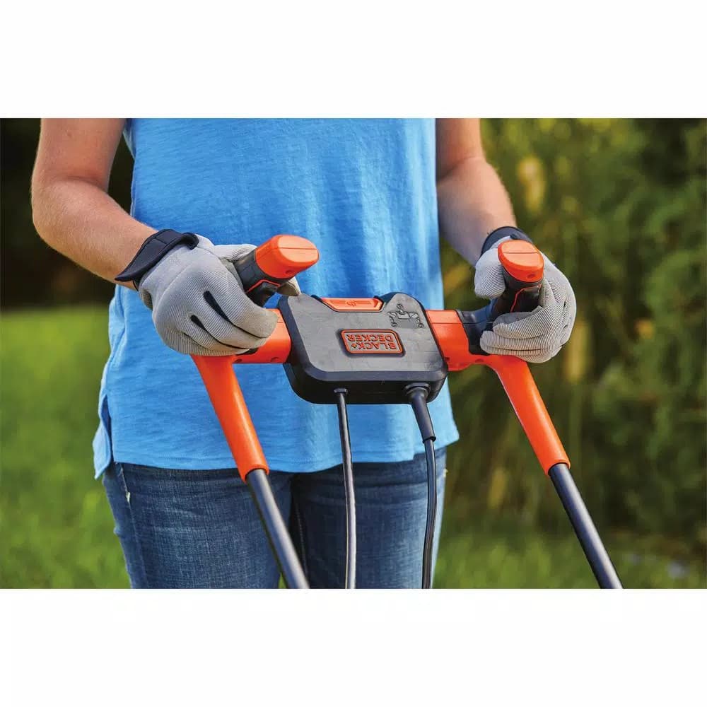 BLACK+DECKER 15 in. 10 Amp Corded Electric Walk Behind Push Lawn Mower with Bagger