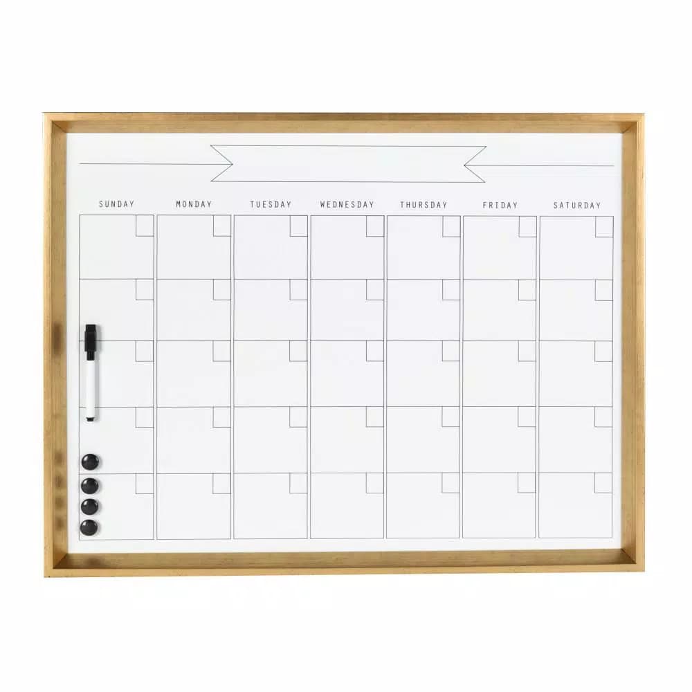 DesignOvation Calter Modern Framed Magnetic Dry Erase Monthly Calendar Wall Organizer