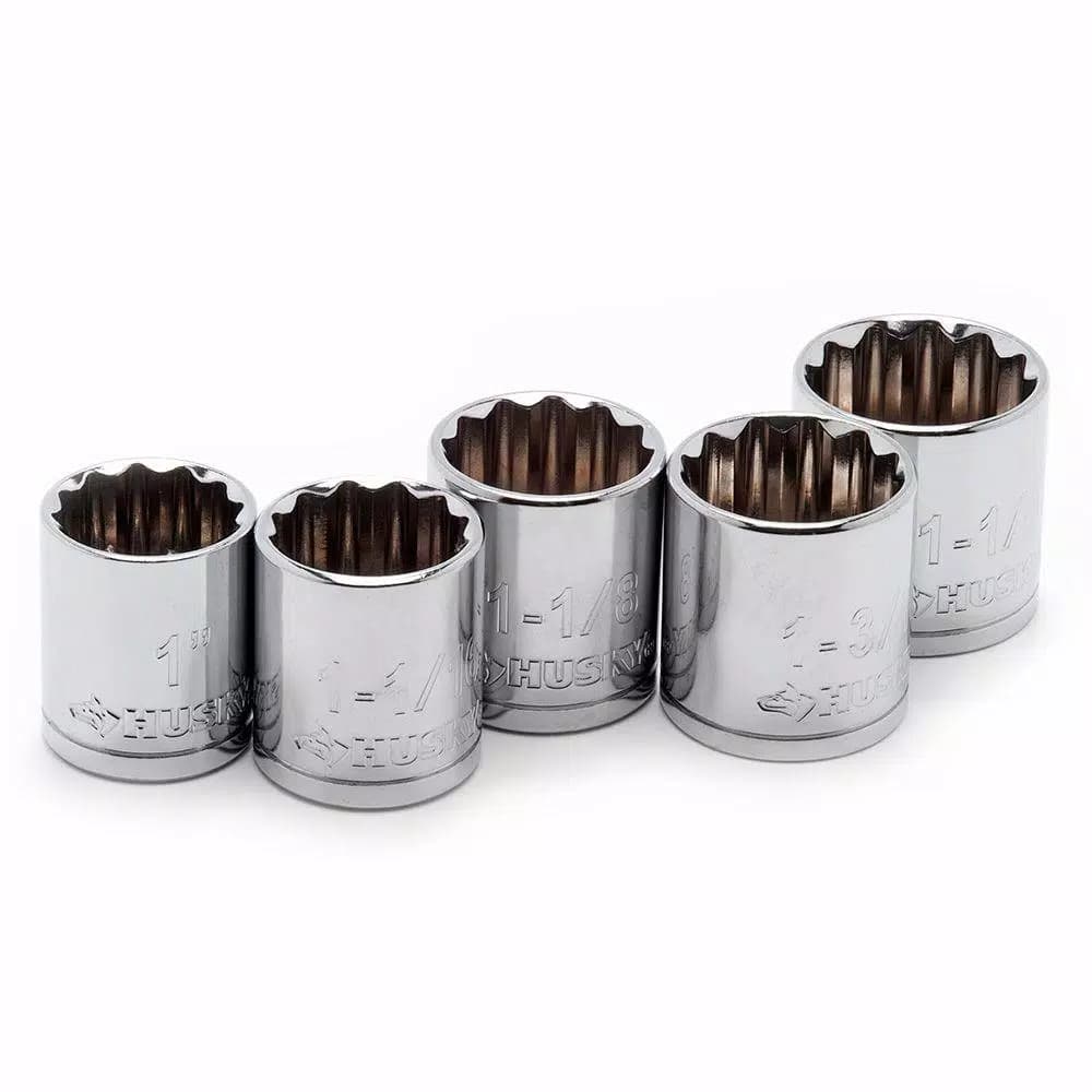 Husky 1/2 in. Drive SAE X-Large 12-Point Socket Set, 5-Piece