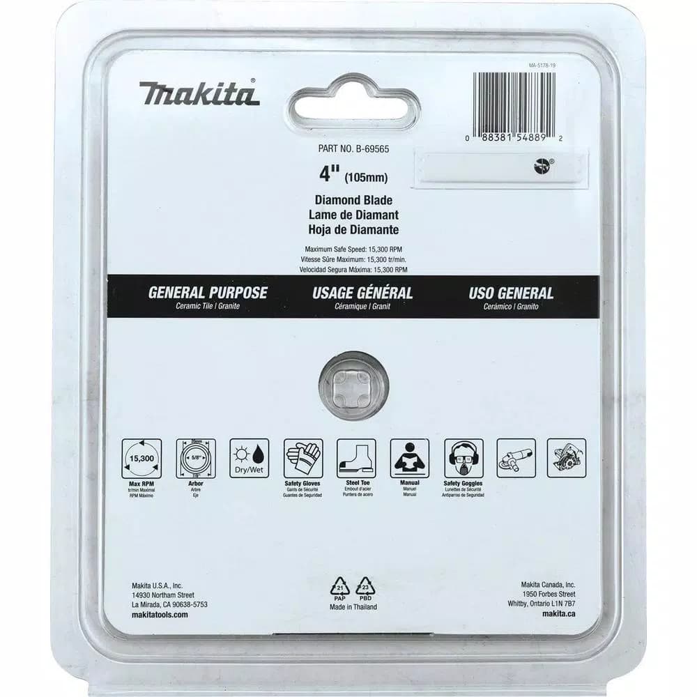 Makita 4 in. Continuous Rim Diamond Blade for Concrete and Masonry