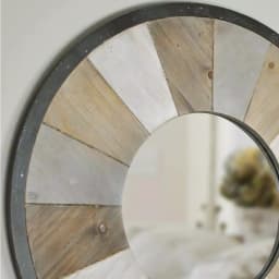 FirsTime Adler Rustic Wood Round Accent Mirror, 31.5 in. Farmhouse Style thumbnail 3