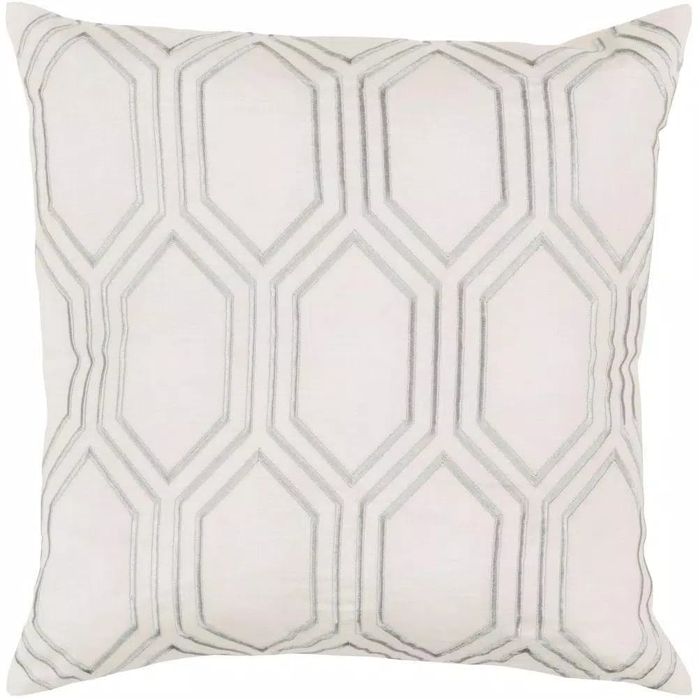 Artistic Weavers Avalon Ivory Geometric 18 in. x 18 in. Linen Throw Pillow