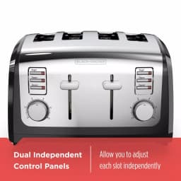 BLACK+DECKER 4-Slice Stainless Steel Wide Slot Toaster with Crumb Tray thumbnail 4