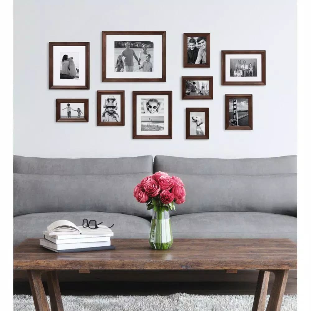 Kate and Laurel Bordeaux Brown Gallery Wall Picture Frame Set, 10-Piece Collection