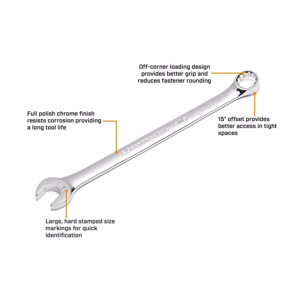 GEARWRENCH 15-Piece SAE Combination Wrench Set