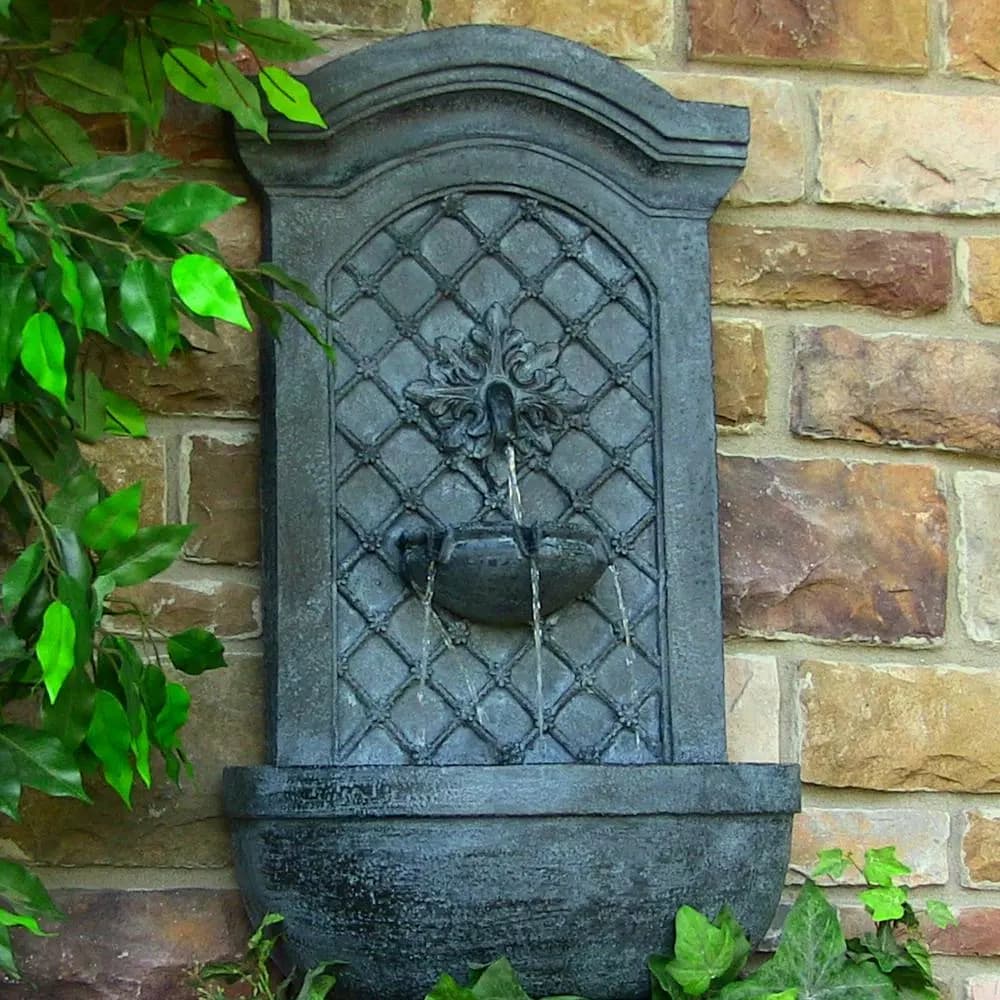 Sunnydaze Decor Rosette Leaf Electric Outdoor Wall Fountain, Black