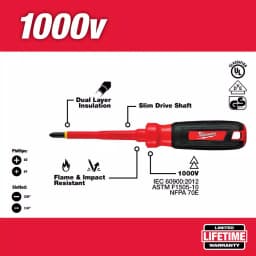 Milwaukee 4-Piece 1000V Insulated Screwdriver Set with Pouch thumbnail 2