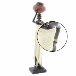LITTON LANE Traditional African Lady Sculptures with Urns - Ivory Polystone Statues (2-Pack) thumbnail 3