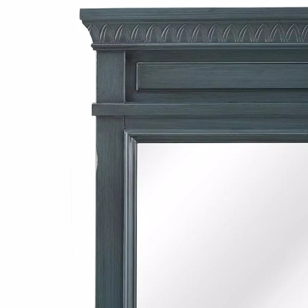 Home Decorators Collection Cailla 60 in. W x 32 in. H Rectangular Framed Bathroom Vanity Mirror - Distressed Blue Fog