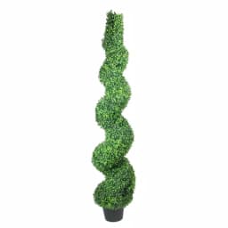 Northlight 5 ft. Artificial Spiral Boxwood Topiary Tree in Weighted Black Pot thumbnail 1