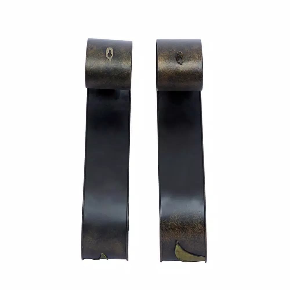LITTON LANE 19 in. Scrolled Iron Candle Sconces with Metallic Brown Finish (Pair)