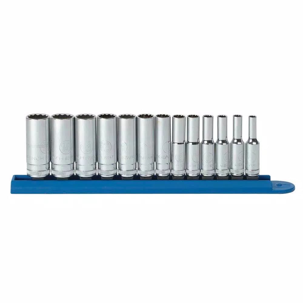 GEARWRENCH 1/4 in. Drive Metric 12-Point Deep Socket Set, 13-Piece
