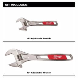 Milwaukee 2-Piece Adjustable Wrench Set, 6 in. and 10 in. thumbnail 2