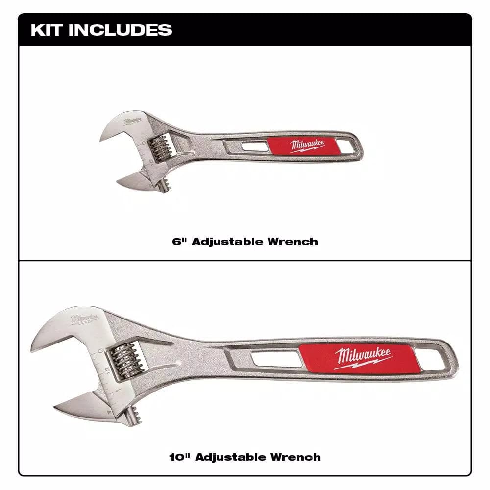 Milwaukee 2-Piece Adjustable Wrench Set, 6 in. and 10 in.