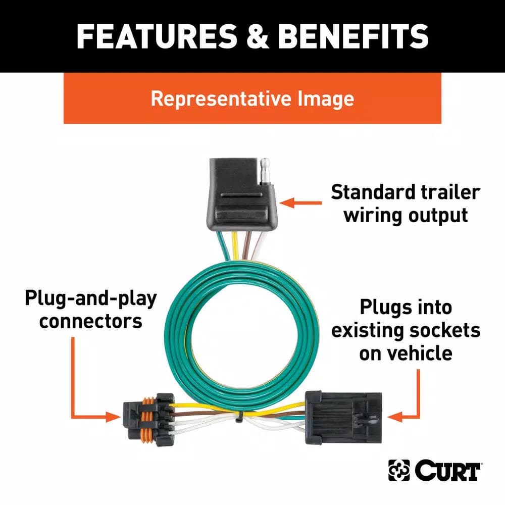 CURT Custom Vehicle-Trailer Wiring Harness for Chevrolet Impala, 4-Way Flat Output
