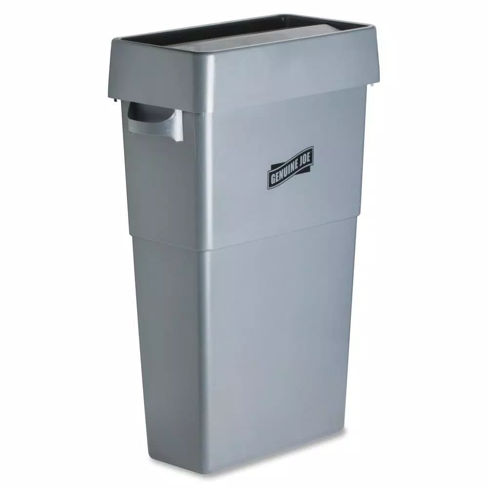 Genuine Joe Wall Hugger 23 Gal. Gray Trash Can Drop Shot Lid - Fits GJO60465
