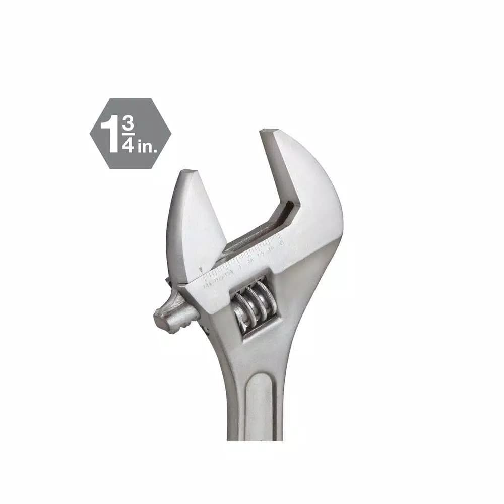 TEKTON 15 in. Adjustable Wrench, Carbon Steel with Satin Chrome Finish